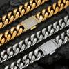 Hip Hop Punk Schmuck Kubanische Kette 18 Karat Gold Mit Zirkonia Kastenverschluss Kubanische Kette Halskette