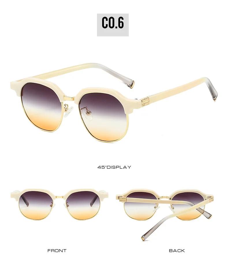 New Half Frame Sunglasses Man Woman Luxury Designer Sun Glasses High Quality Male Retro Eyewear Metal