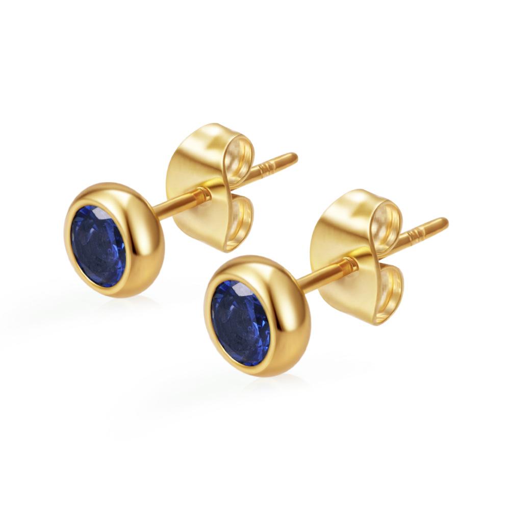 Special for round stainless steel zircon stud earrings women's trend versatile multi-color earrings PVD18K real gold earrings