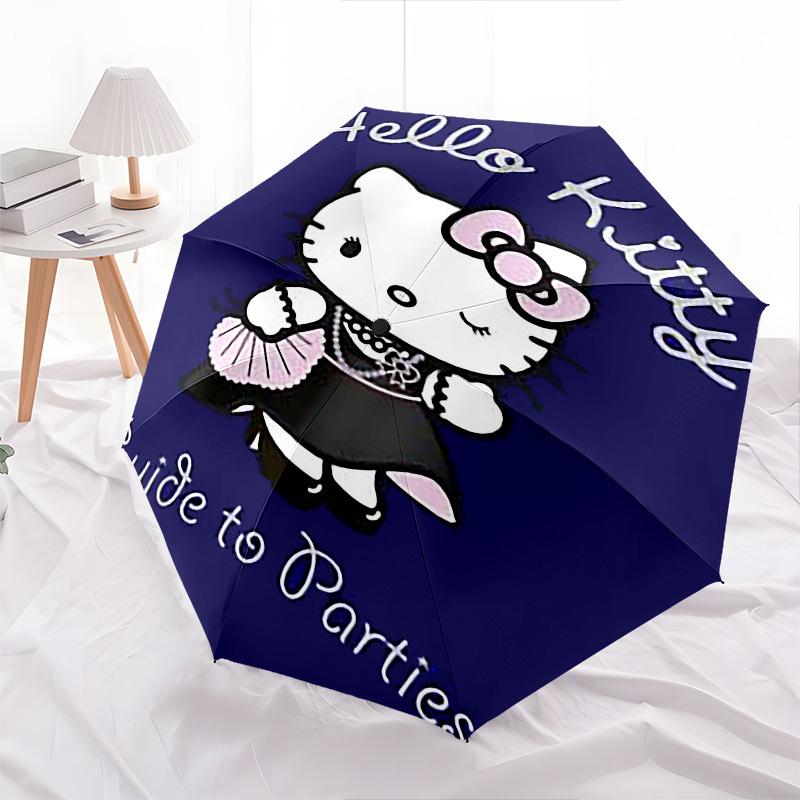 1pc Hello Kitty Guide to Parties Automatic Open Close Umbrella Windproof Canopy, Automatic Open Close Button10237