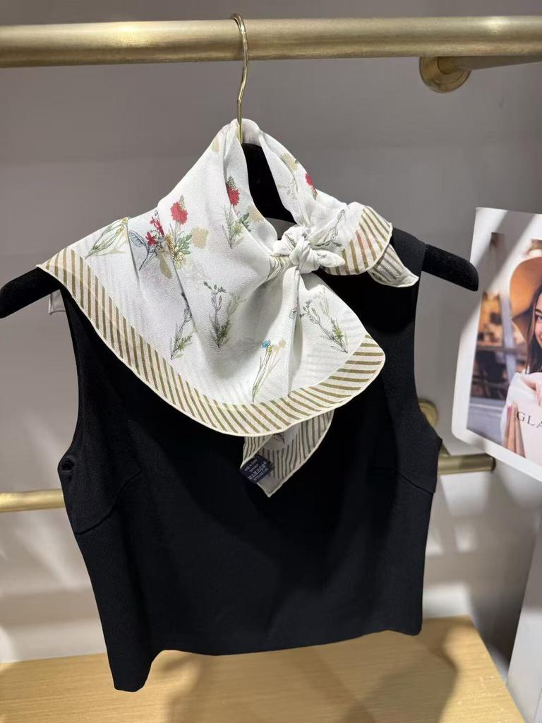 Retro pattern silk silk scarf scarf 111% mulberry silk georgette silk scarf women's simple temperament decorative scarf