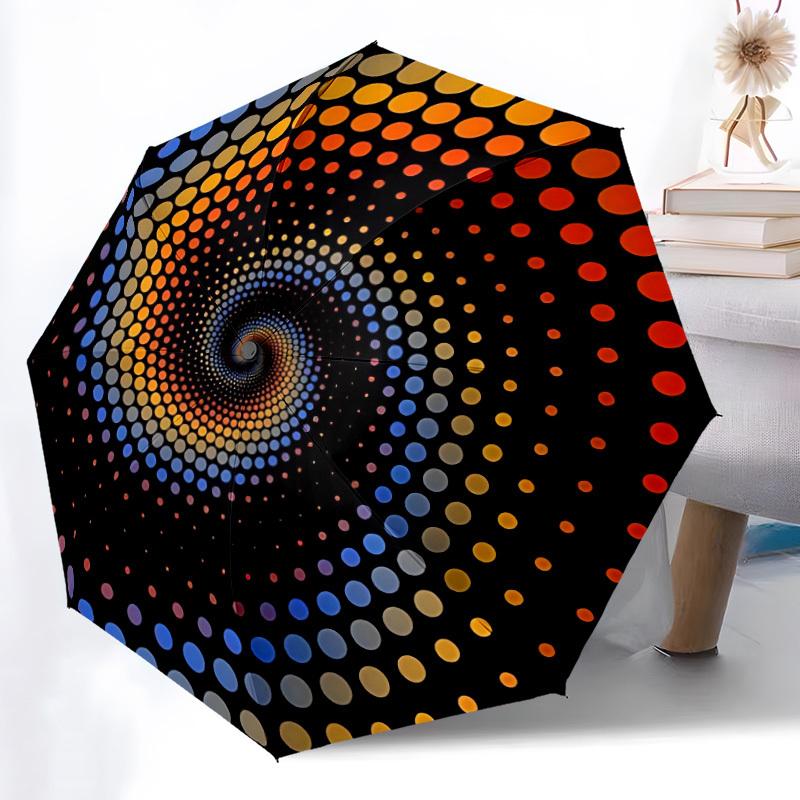 

1pc Spiral Dots Pattern Automatic Folding Umbrella Durable Iron Frame,All Seasons Home Travel Outdoor Multifunctional Umbrella yy251115091