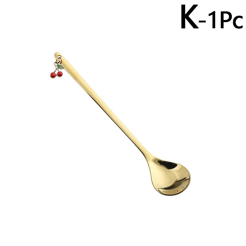 Edelstahllöffel Rührlöffel mit Fruchtanhänger Kaffeemischlöffel Dessertlöffel Tischdeko Partygeschenk Küchenwerkzeug