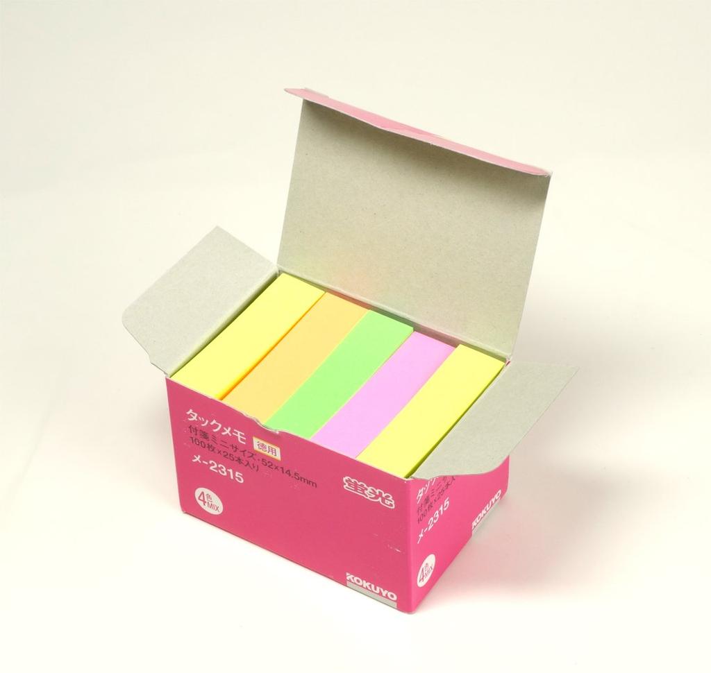 KOKUYO Sticky Tack 25 Fluorescent Notes, Memo, Pads, 4-color Mix, ME-2315