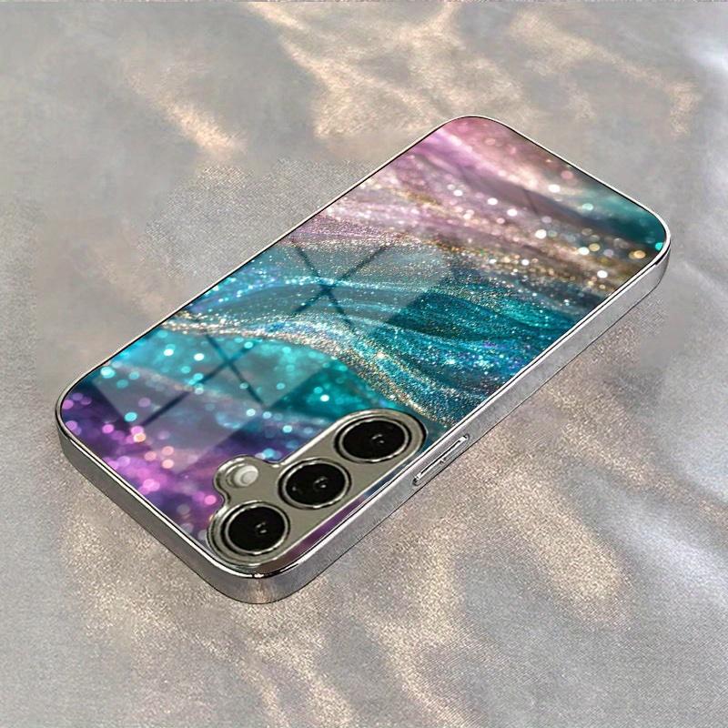 Electroplated Gold New Phone Case for Samsung Galaxy S26 Ultra S25 Plus S24 S23 S22 Fe Tempered Glass Artistic Texture Patterns
