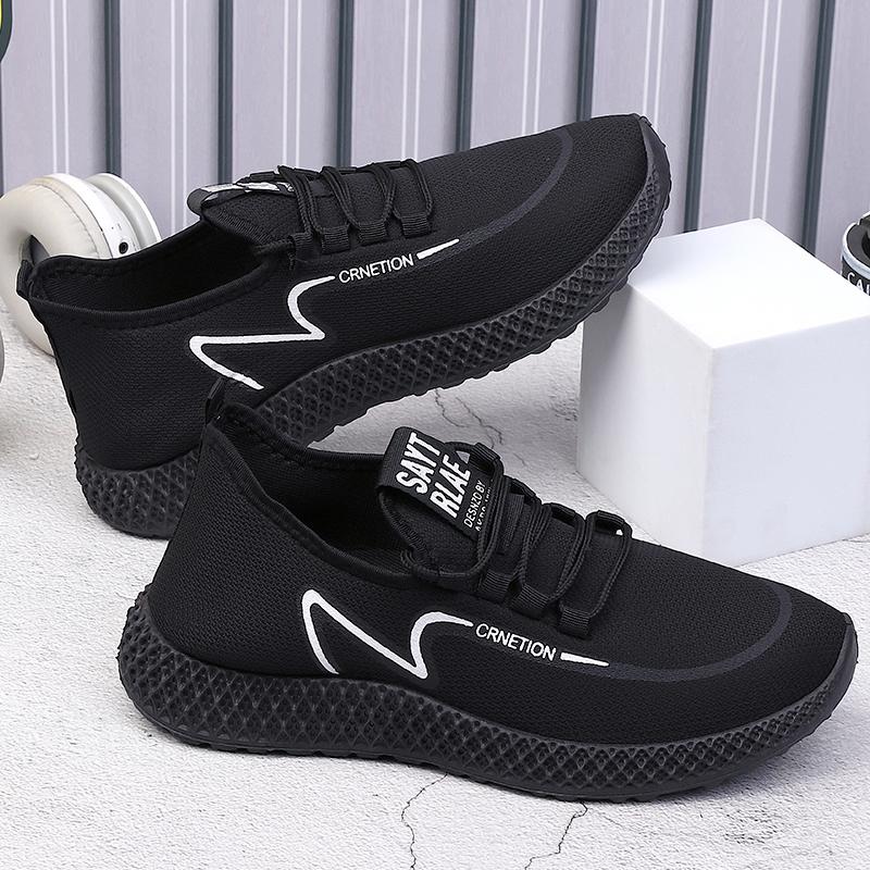 Fashion Men's Shoes In  Summer Breathable Mesh Fly Knit Sports Shoes Trendy And Versatile Lightweight Soft Soled Running Shoes