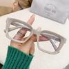 Ultra-Light Tea-Colored Photochromic Myopia Glasses for Women – Trendy Square Transparent Frames, High Aesthetic Bare-Faced Look.