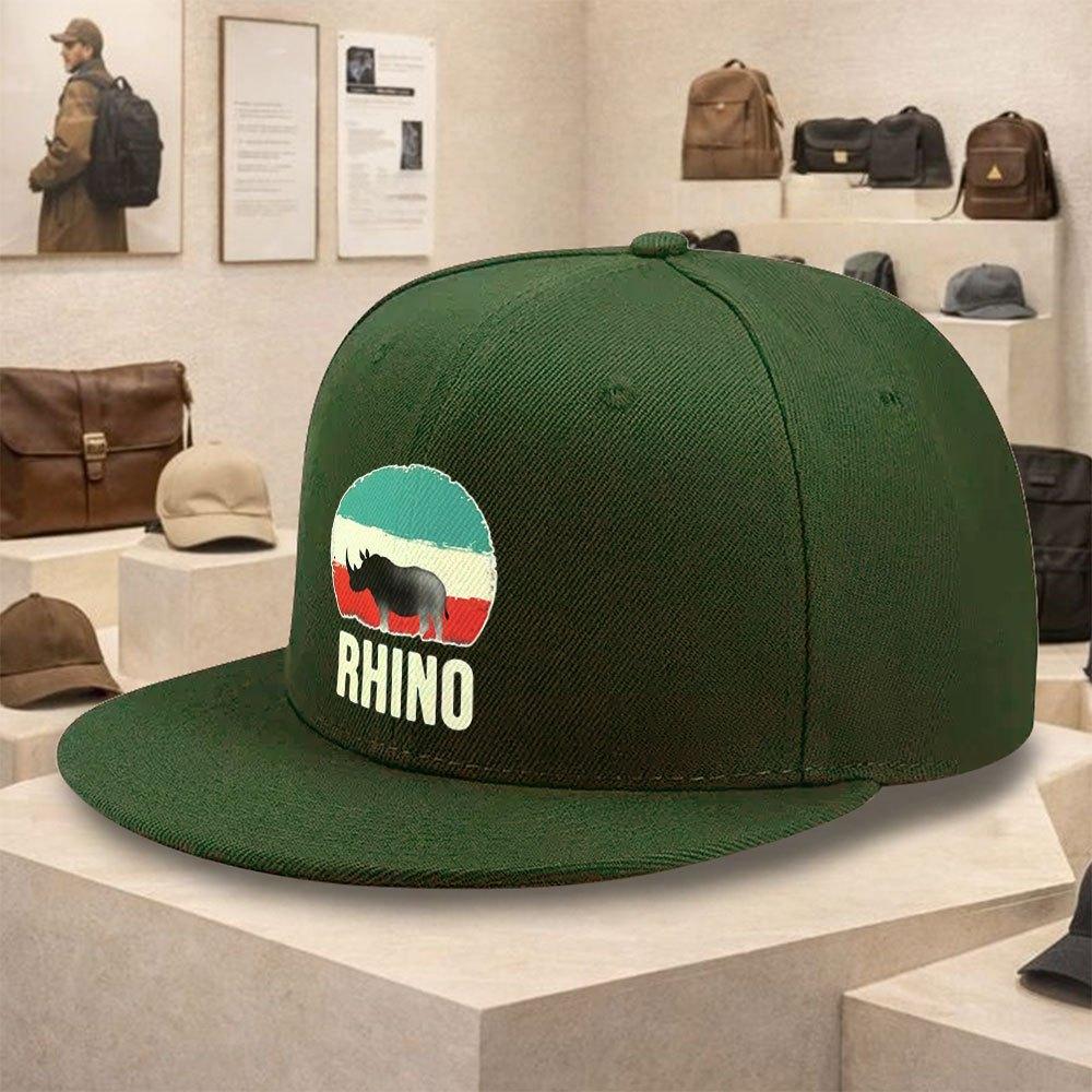 Rhino Sunset Graphic Baseball Cap Polyester Solid Color Street Style Snapback for Unisex Adults