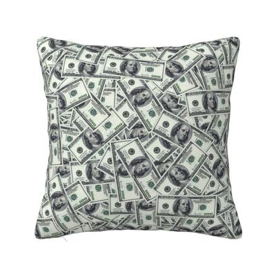 Funda de Almohada de Moda Personalizada Gigante de Billetes de 100 Dólares 45x45cm Almohada Europea Suave para Coche Funda de Almohada Cuadrada