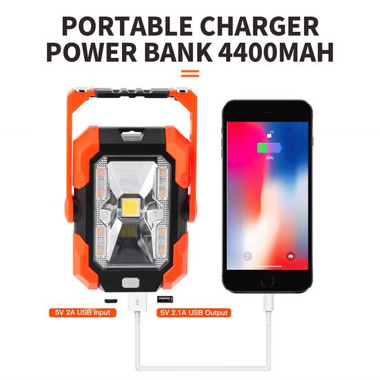 4-in-1 Solar Work Light 4 Lighting Modes USB Rechargeable LED Work Light