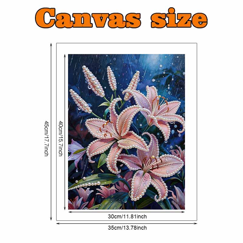 DIY Little Lily Pearl Diamond Art Kits Without Frame 30x40cm Gem Art Diamond Painting Kits for Adults/Beginners Gift Idea Home Wall Decor