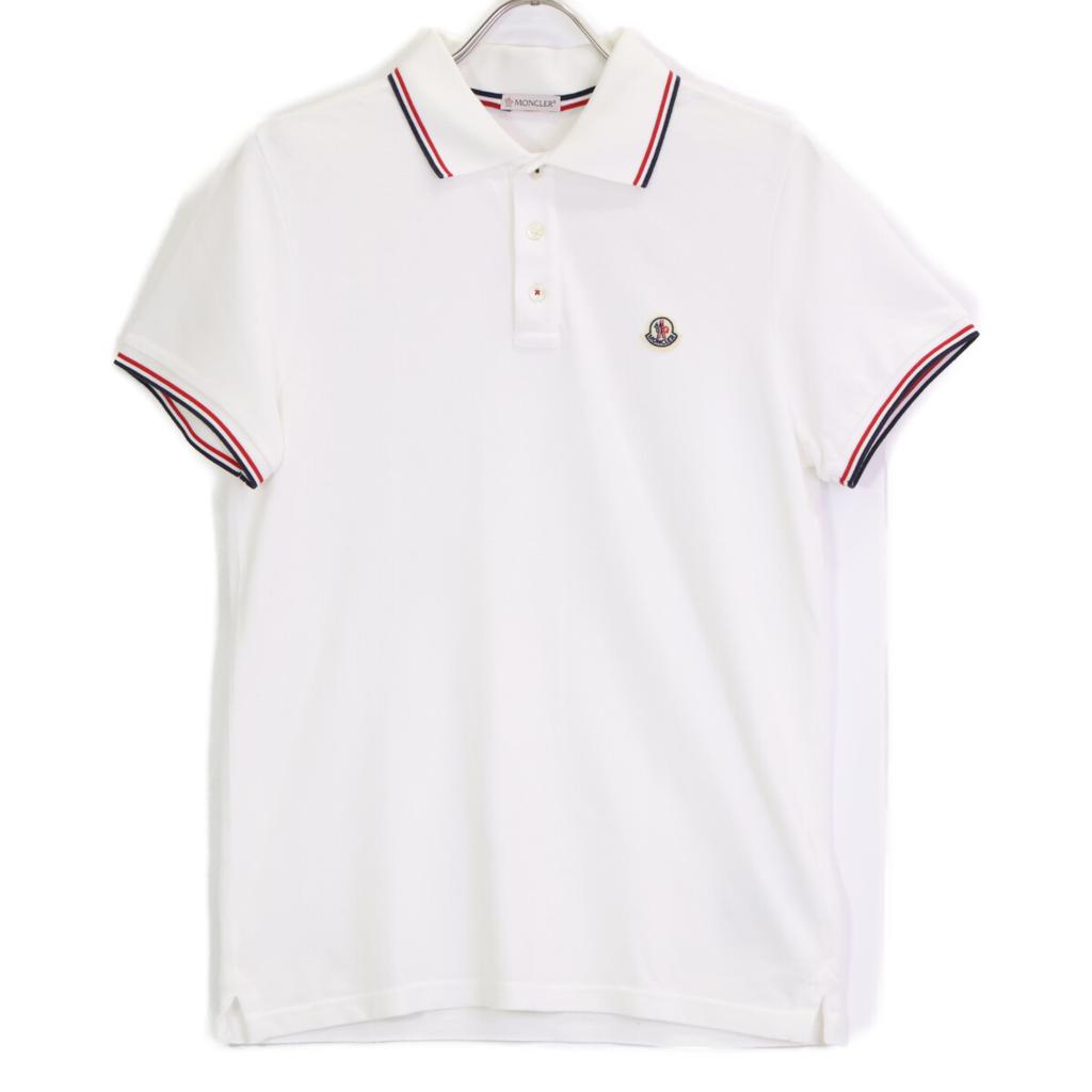 MONCLER White pique polo shirt tops S whiteUsed