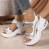 Cross-border Large Size Platform Sports Sandals Women's Summer New Velcro Rhinestone Beach Casual Wedge Sandals