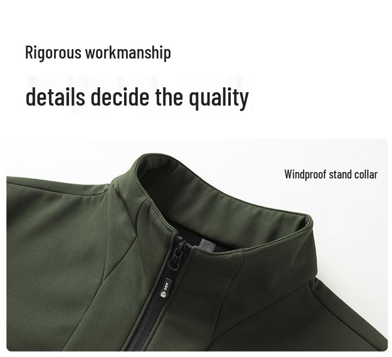 Męska kurtka wiatrówka Soft Shell z podszewką polarową, na jesień/zimę, ze stójką