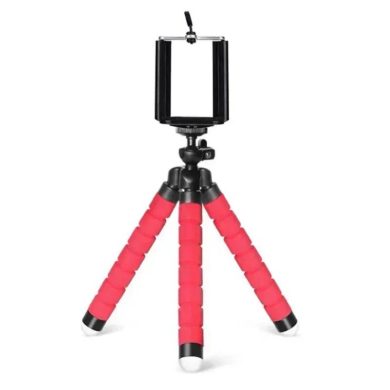 

Compact octopus mini tripod with phone monopod and smartphone clip versatile mobile camera stand and camera support красный