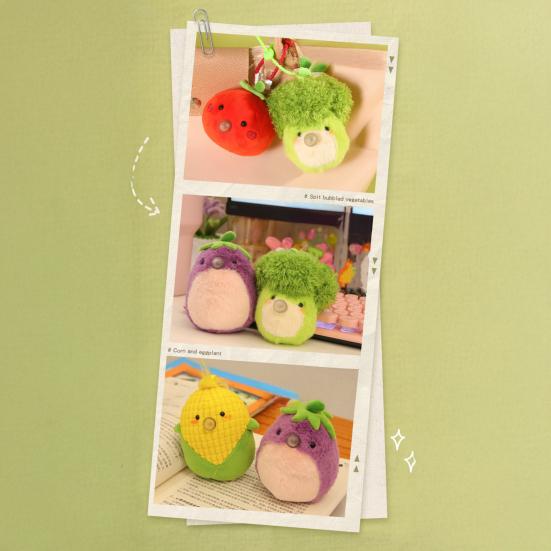 Vegetable Plush Toy Keychain Soft Squeezable Stuffed Animal Keychain Stress Relief Fidget