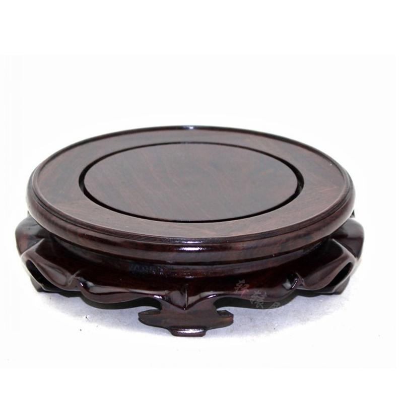 Wooden Vintage Chinese Pedestal Display Stand Carving Round Base Buddhist Decor