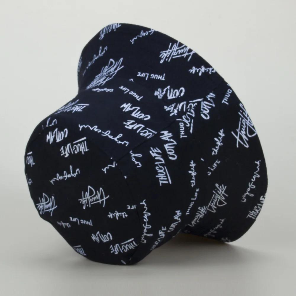 New full edition embroidered letter double-sided fisherman hat black and white couple pot hat foldable visor fashion casual art