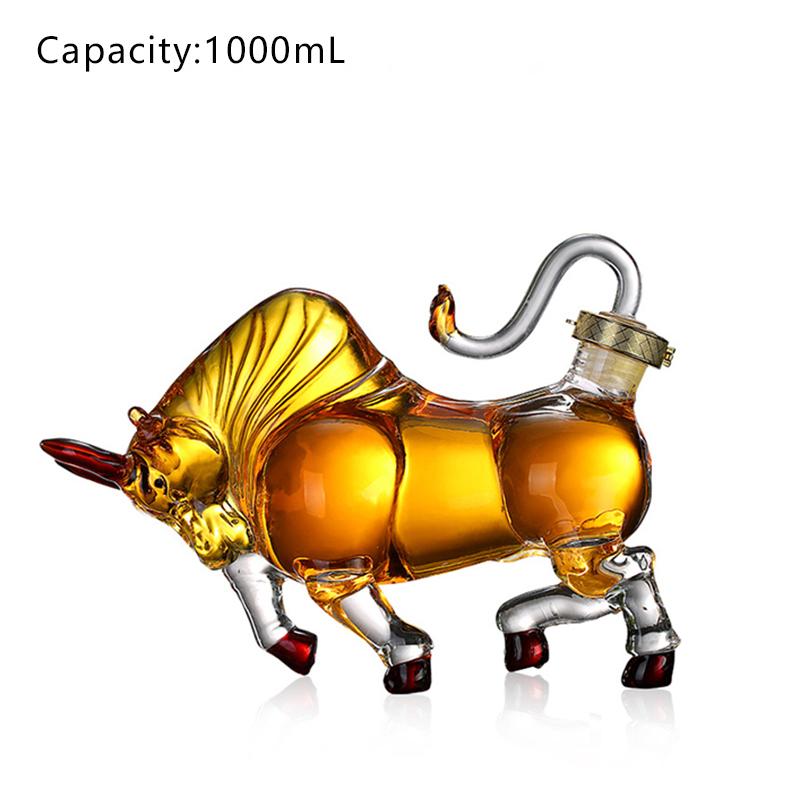 1000ml Sklenice pro dobytek Láhev na víno Ovocná šťáva Whisky Borosilikát Zvířecí umění a řemesla Ozdoba Dekorace pro bar Dárek