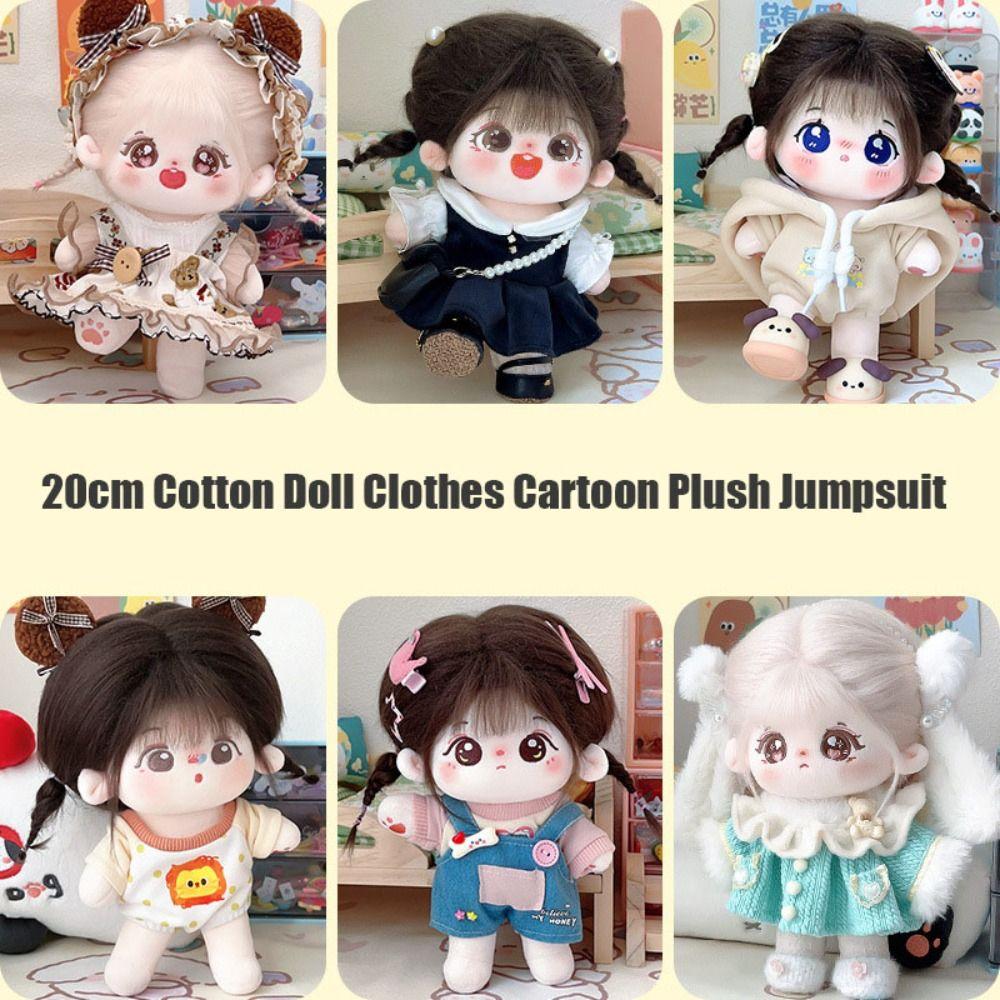 Mini Cartoon Plush Jumpsuit Cartoon Style Mini Clothes Suits Idol Doll Outfit  20cm Cotton Doll