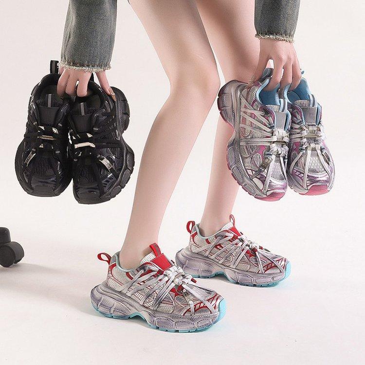 Leather version~ thick-soled heightening spider dad shoes 2025 new versatile polish fashion casual sports shoes single shoes