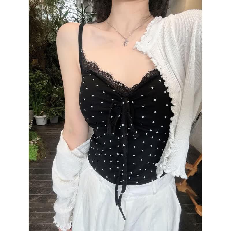 Women's Sexy Lace Polka Dot Camisole Top