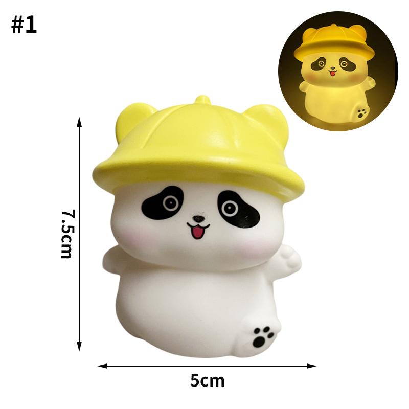 Vinyl Panda Night Light Bunny Lamp Cartoon Children's Bedroom Decorative Desk Lamp Present Adorable Animal Night Light Desk Accessories