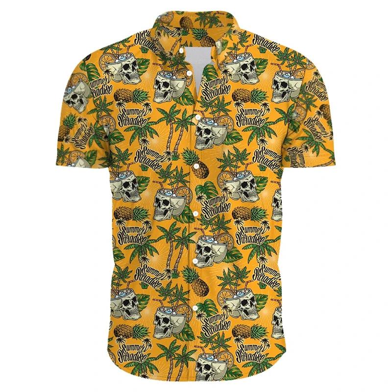 Camisa Hawaiana de Manga Corta para Hombre Estampado de Vacaciones en la Playa 100% Poliéster