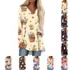 Women's Fashionable Casual Long-Sleeved Easter Print V-Neck Mid-Length Top