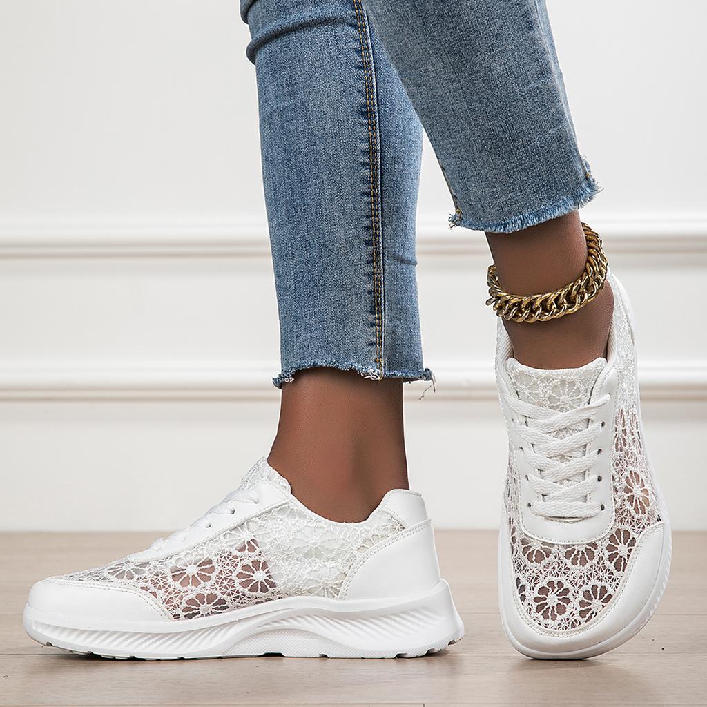 Women Wide Toe Hollow Sneakers Summer Breathable Casual Sports Shoes Lightweight Flower Design Board Shoes for Walking Daily