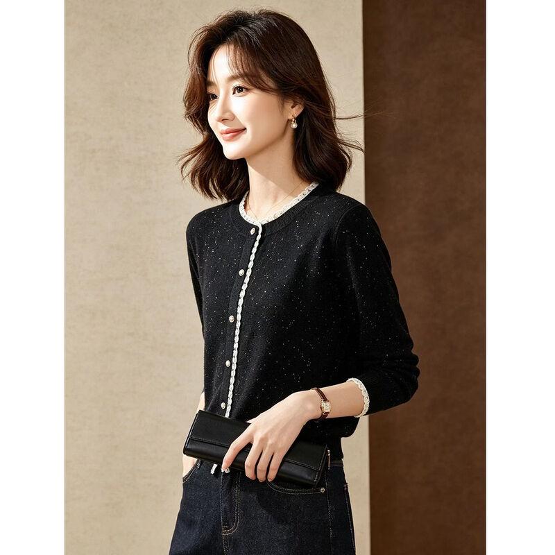 D.F.DEAR Elegant Crew Neck Knit Cardigan