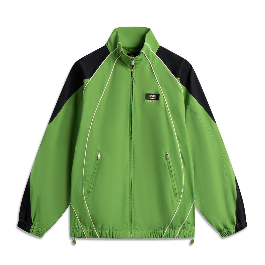 Li Ning Basketball Series Sports Casual Minimalist Color Block Stand Collar Loose Windbreaker Men Outerwear Light-Green AFDV621-1