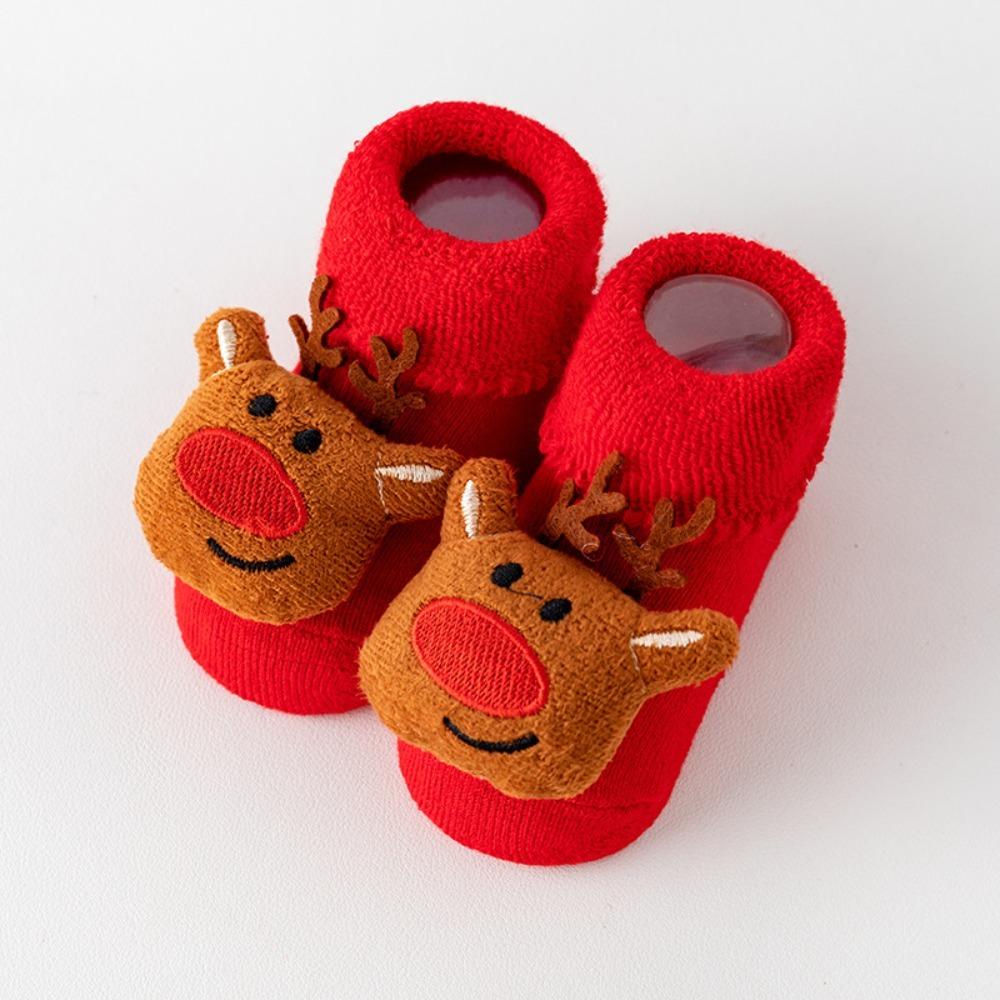 Chaussettes de Noël pour bébé, chaussettes douces pour bébé, collants de dessin animé pour nouveau-né, chaussettes moelleuses en peluche pour bébé garçon fille