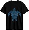 Women's T Shirt Blue Turtle Graphic Tees Marine Life Short Sleeve Tops Black Women's Crew Neck Shirt