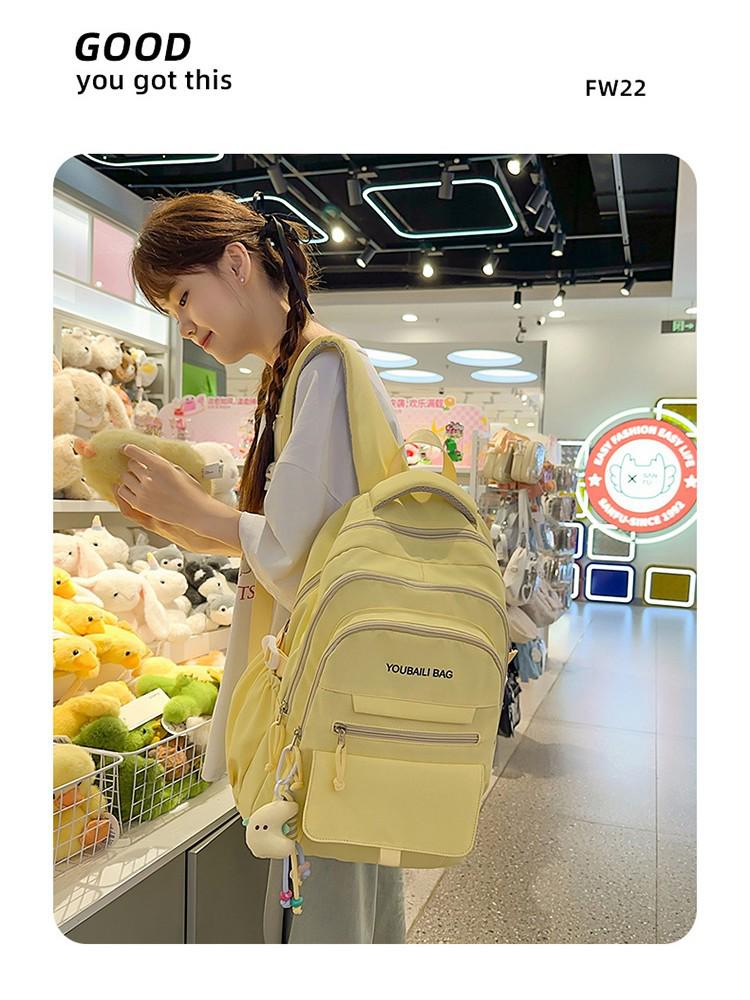 Versatile Candy Color Backpack: Lightweight, Spacious Double Shoulder Bag for Middle and High School Students