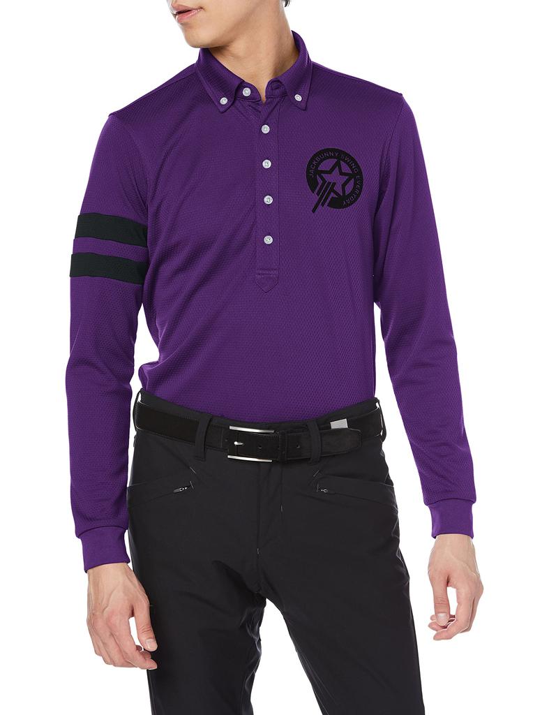 Jack Bunny Art Pique Long Sleeve Polo Size 4 Men's Shirt, Purple, (Size M), 262-1261941 (080)
