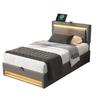 Upholstered Bed Large Storage Space LED Lighting Sturdy Construction Good Load Capacity with USB Ports Modern Upholstered Bed Bedroom