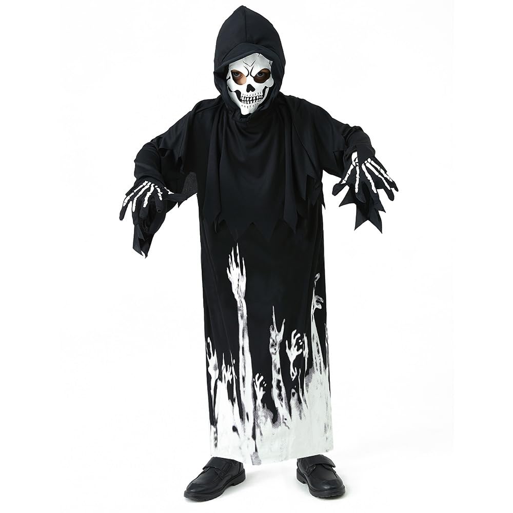 Halloween Costume for Grim Reaper Fancy Scythe Included [Suerba] Kids, Costume, Dress, Ghost, Devil, Cosplay, Kids, Events, (M (120-130CM))