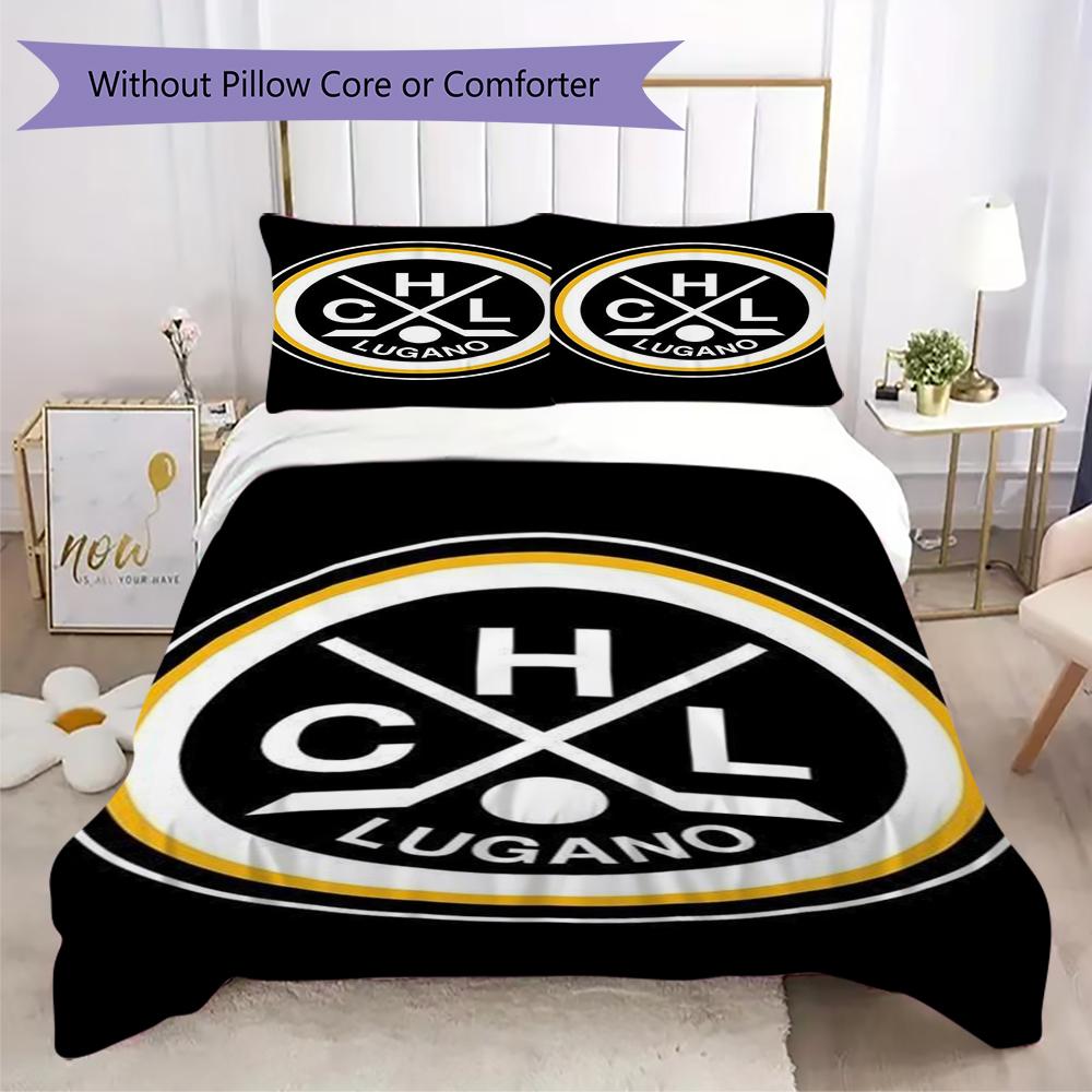 Biancheria da letto con motivo Hockey Club Lugano, Set piumone Copripiumino Federa Regalo di compleanno per la casa(1 * copripiumino + 2 * federa, senza nucleo)_lx