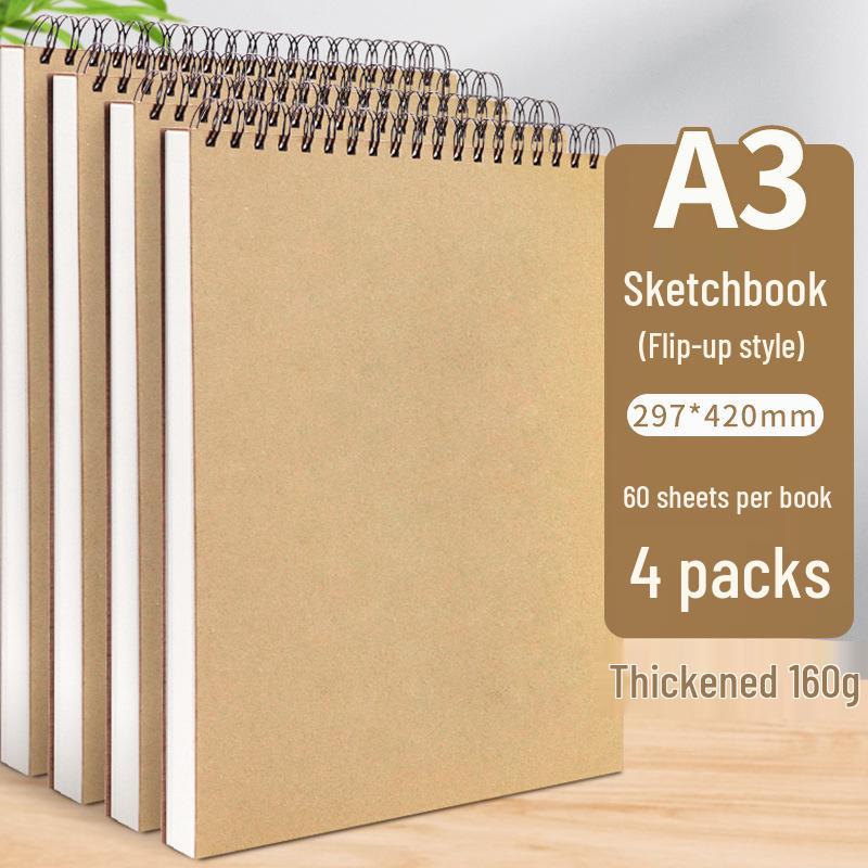 A4 Hardcover Spiral Sketchbook for Art Students & Children, A3/A4/8K Drawing Pad