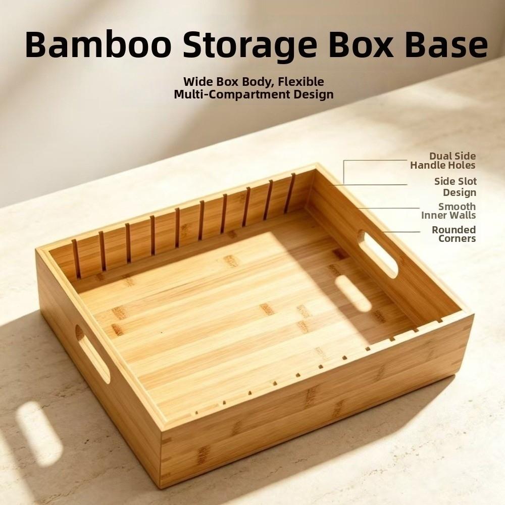 Adjustable Dividers Bamboo Storage Box Multifunction Kitchen Utensil Holder  Household