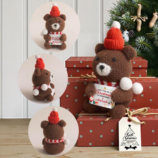 Christmas Doll Mini Funny Positive Santa Claus Snowman Crochet Knitted Toy with Inspirational Card Stocking Stuffers Winter Decor