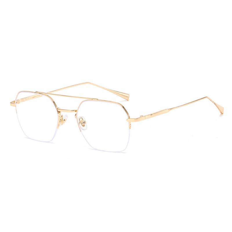 Half Frame Blue Light Blocking Polygon Nearsighted Glasses Women Men Short-Sight Prescription Spectacles 0 -0.5 -0.75 To -6.0