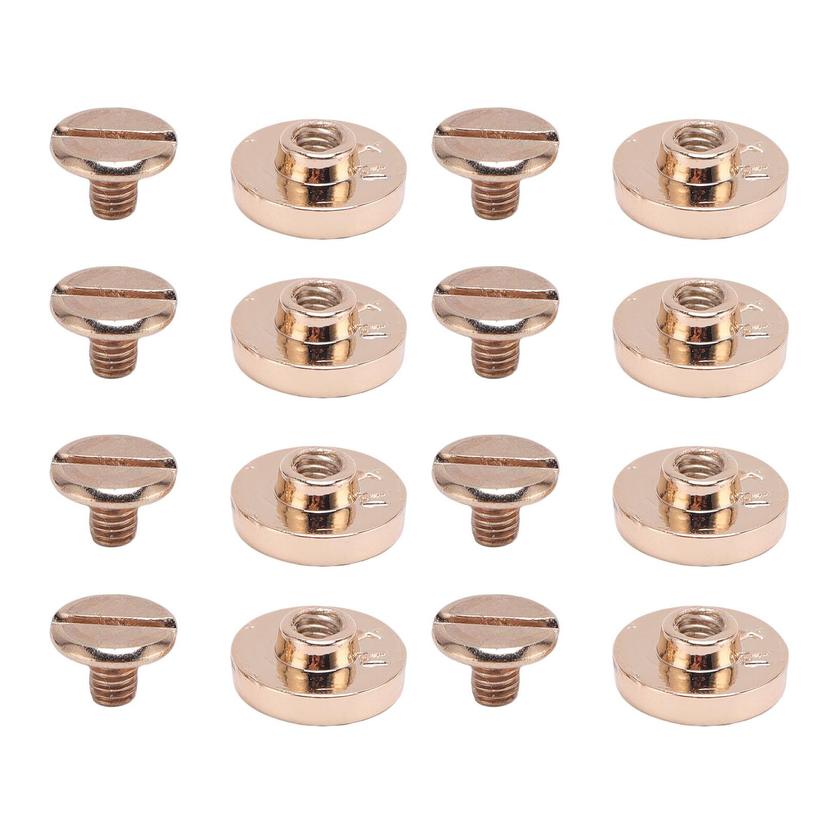 

50 Set Leather Rivets with Screws Zinc Alloy Multifunctional Gold Color Flat Slot Cap Book Binding Posts Nail Rivets