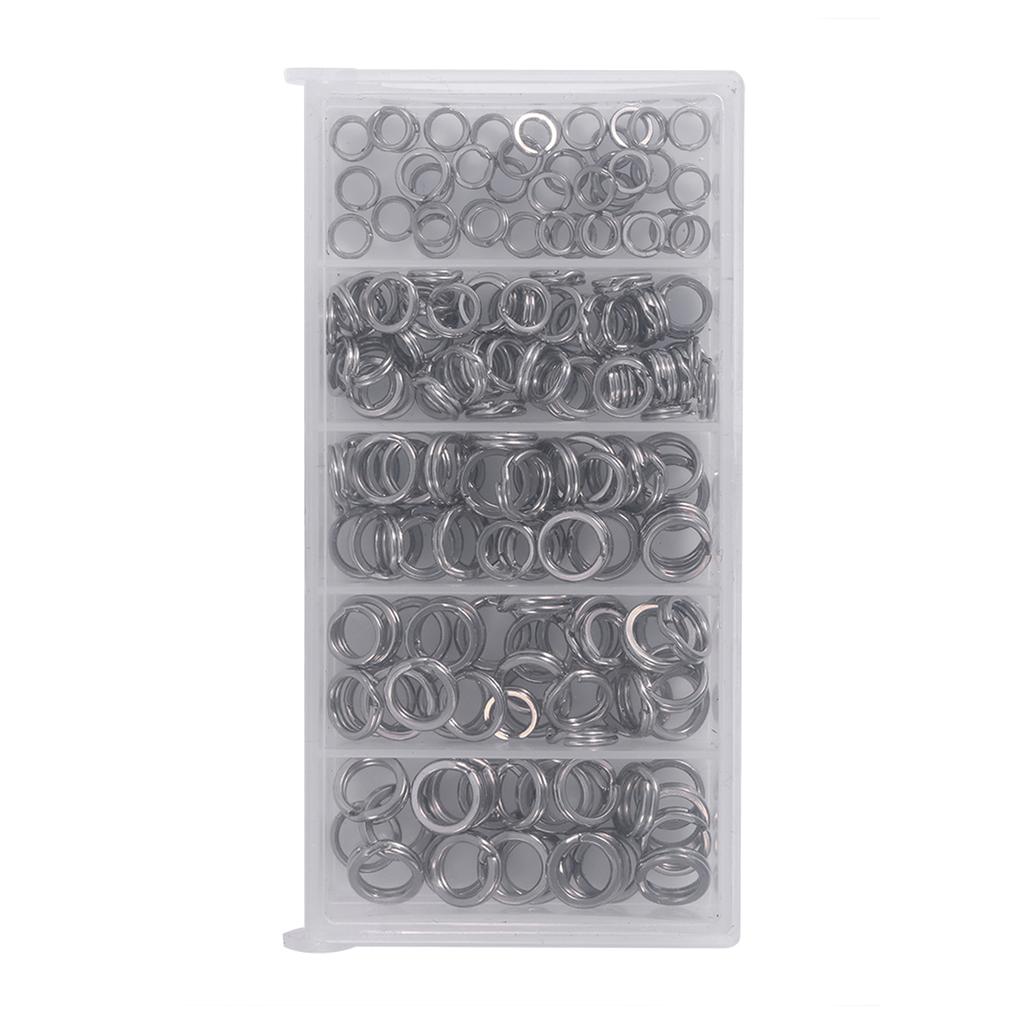 200PCS 5Sizes Heavy Duty Stainless Steel Split Rings Solid Lures Connectors Fishing Tackle