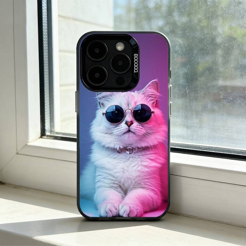 

Aesthetic Cat Portraits Phone Case For iPhone 17,16,15,14,13,12,11 Plus,Pro Max,XS,Colorful Silver Phone case Funda Cover iPhone11PROMAX