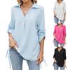 Spring Summer New Women's Solid Color Lapid Loose 3/4 Sleeve Chiffon Shirt Blouse Casual Top for Cross-border