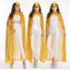 Langes Glitzer-Cape Vintage Glänzender Umhang Neues Halloween Cosplay Robe Festival