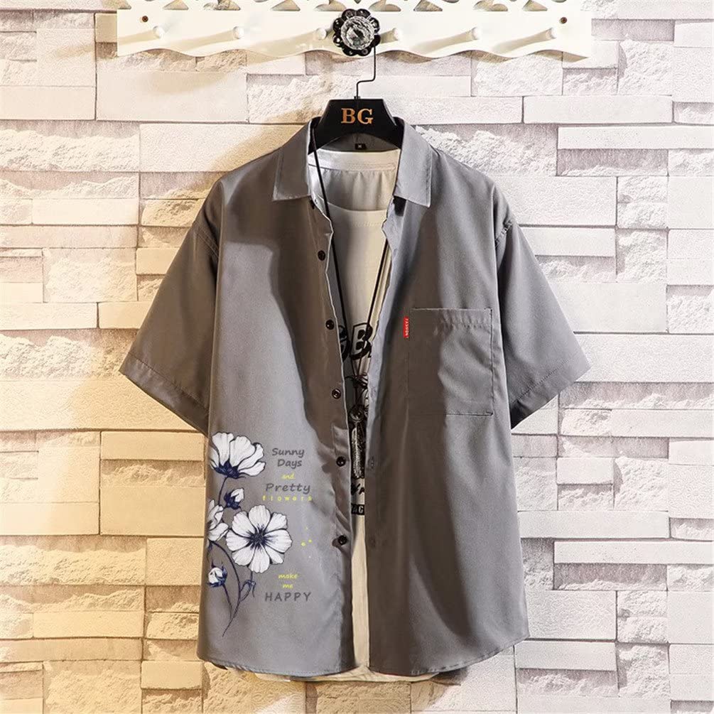 Trysimple Casual Summer Short Sleeve Floral Plus Open Summer Aloha with Pockets Men's Shirt, Print, Sizes, Collar, Jacket, Shirt, 5/8 Sleeves,