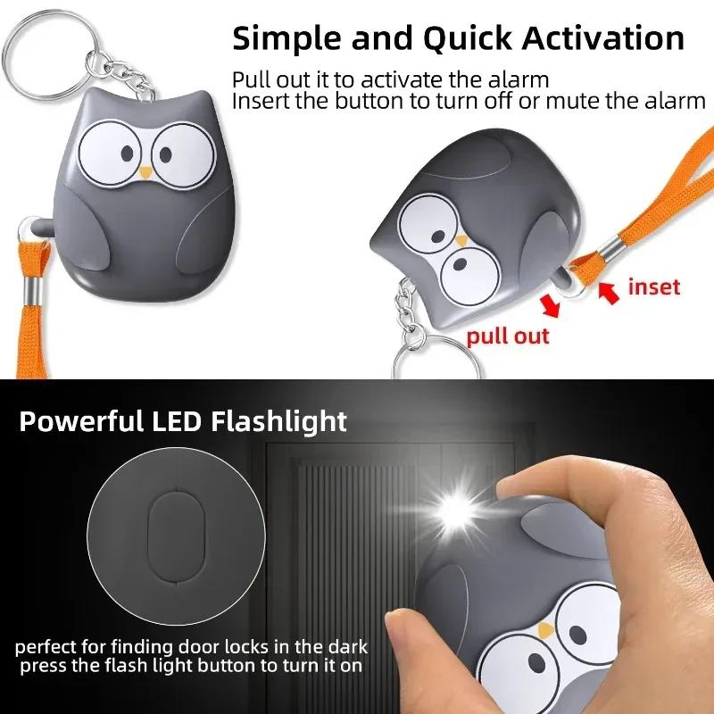 Outdoor LED Flashlight Portable Alarm with Pull Ring 130db Women's Anti Wolf Alarm Self-defense Call for Safety Alarm Keychain